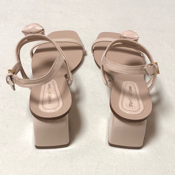 New Stuart Weitzman BeigeRosetta Block Heel sandal - Picture 3 of 7